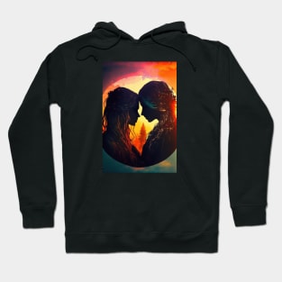 Cute lesbian couple with sunset background Hoodie